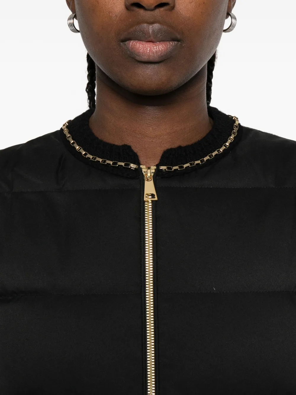 Moncler Donsjack met ketting afwerking Zwart