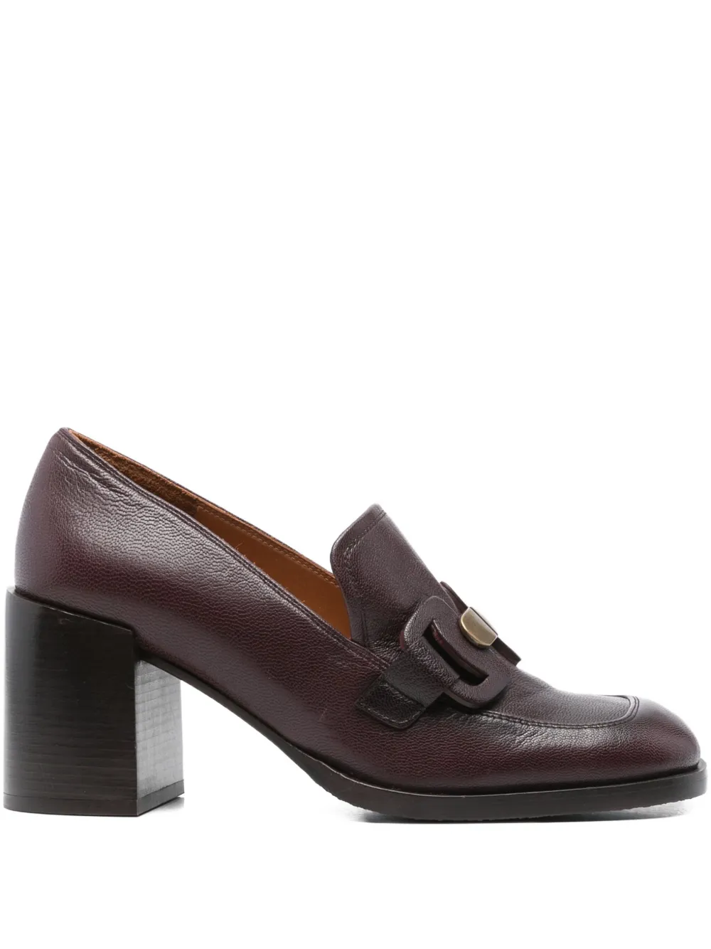 Chie Mihara 75mm block-heel leather mules Red