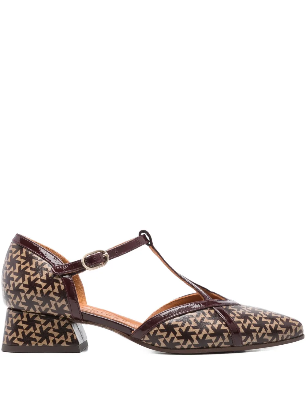 Chie Mihara 35mm geometric-print T-bar pumps Red