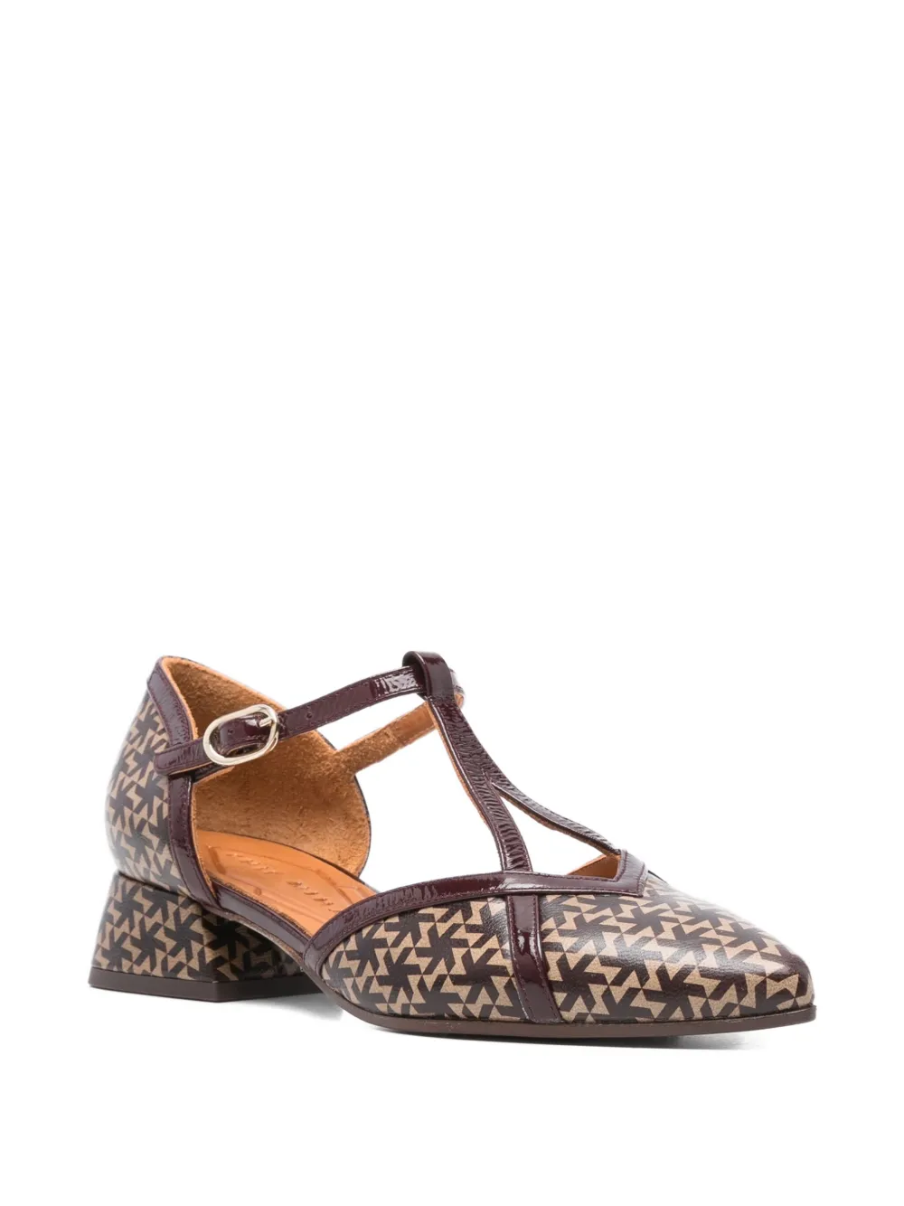 Chie Mihara 35mm geometric-print T-bar pumps Red