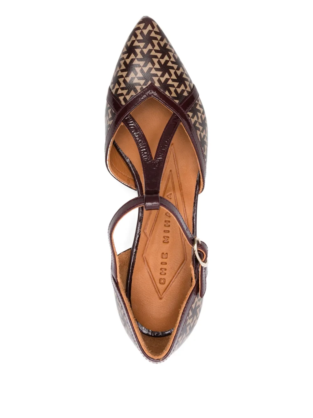 Chie Mihara 35mm geometric-print T-bar pumps Red