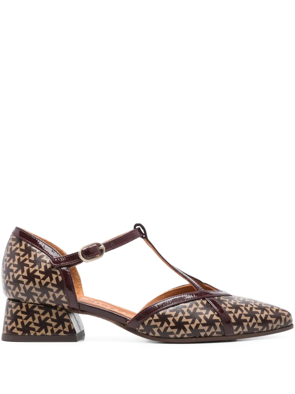 Chie Mihara 35mm geometric-print T-bar pumps Red
