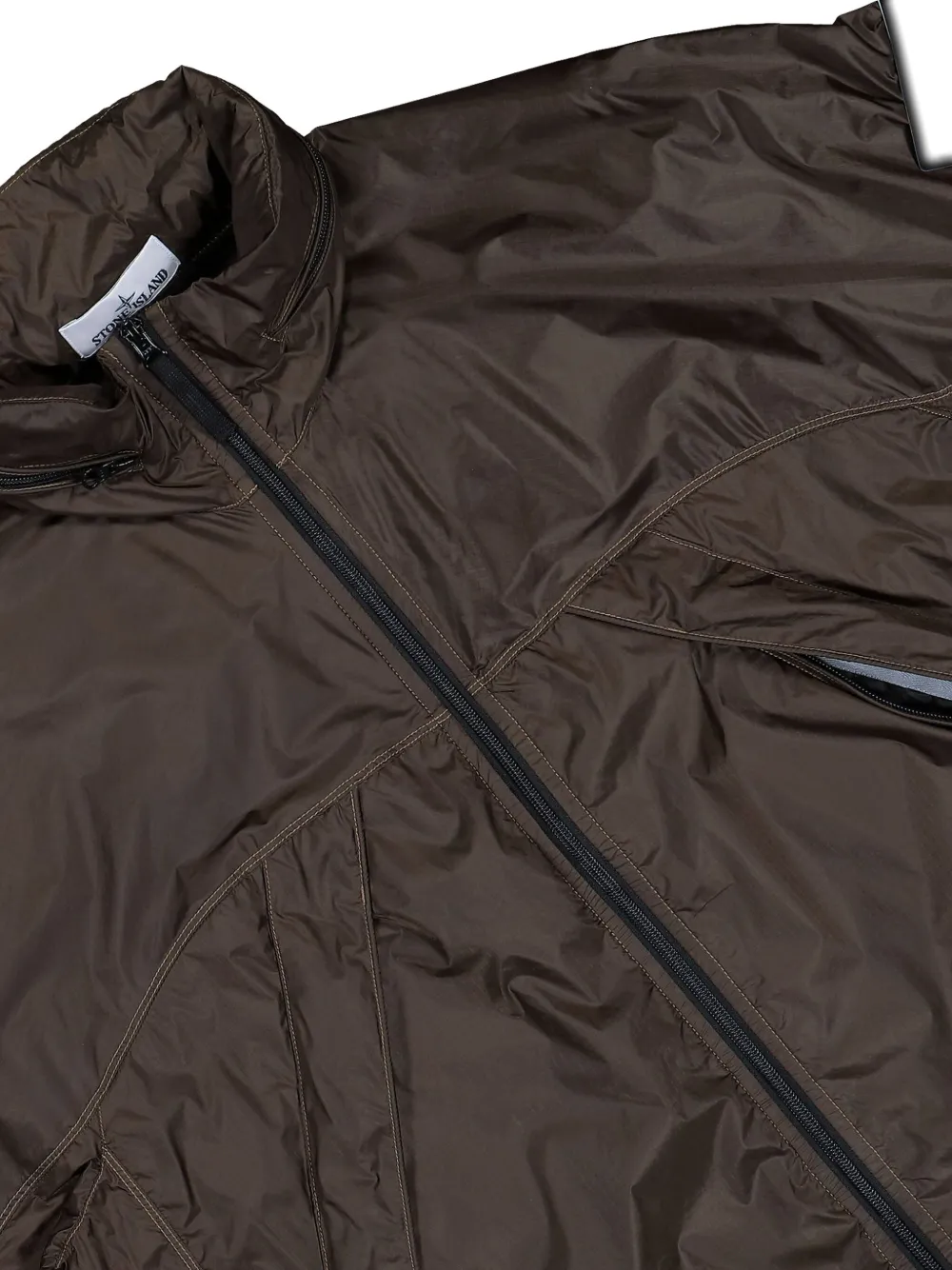 Stone Island concealed-hood zip-up windbreaker Groen