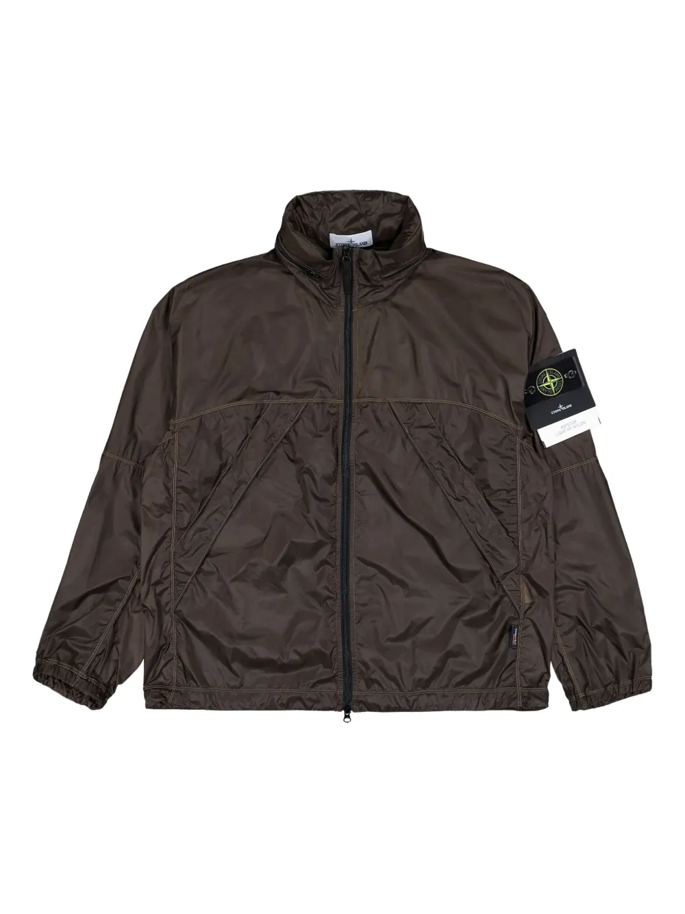 Stone Island concealed-hood zip-up windbreaker Groen