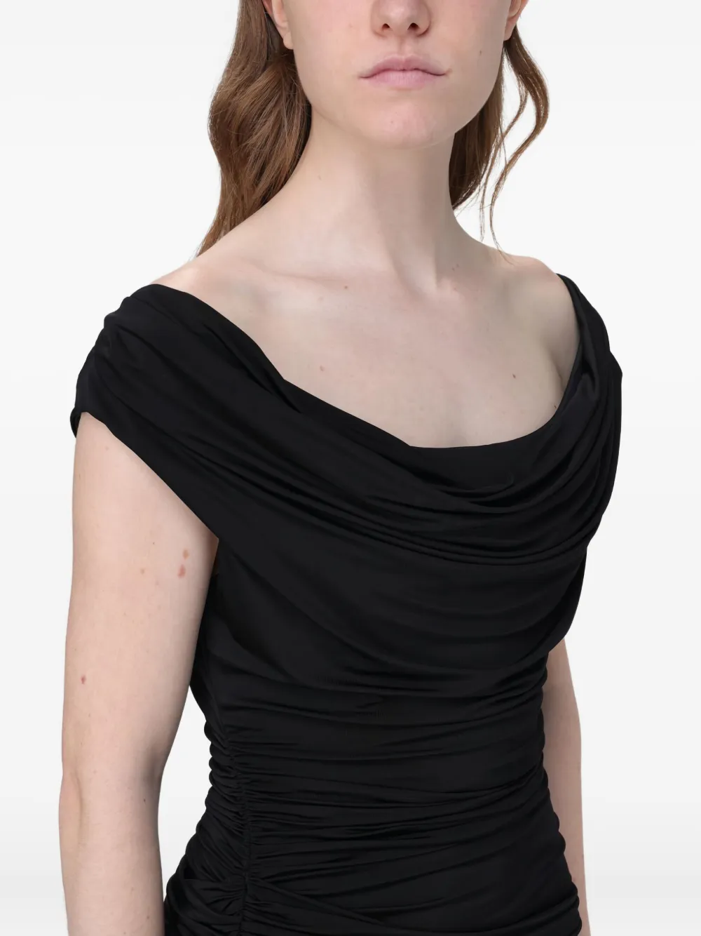 Magda Butrym Gedrapeerde mini-jurk met lage hals Zwart