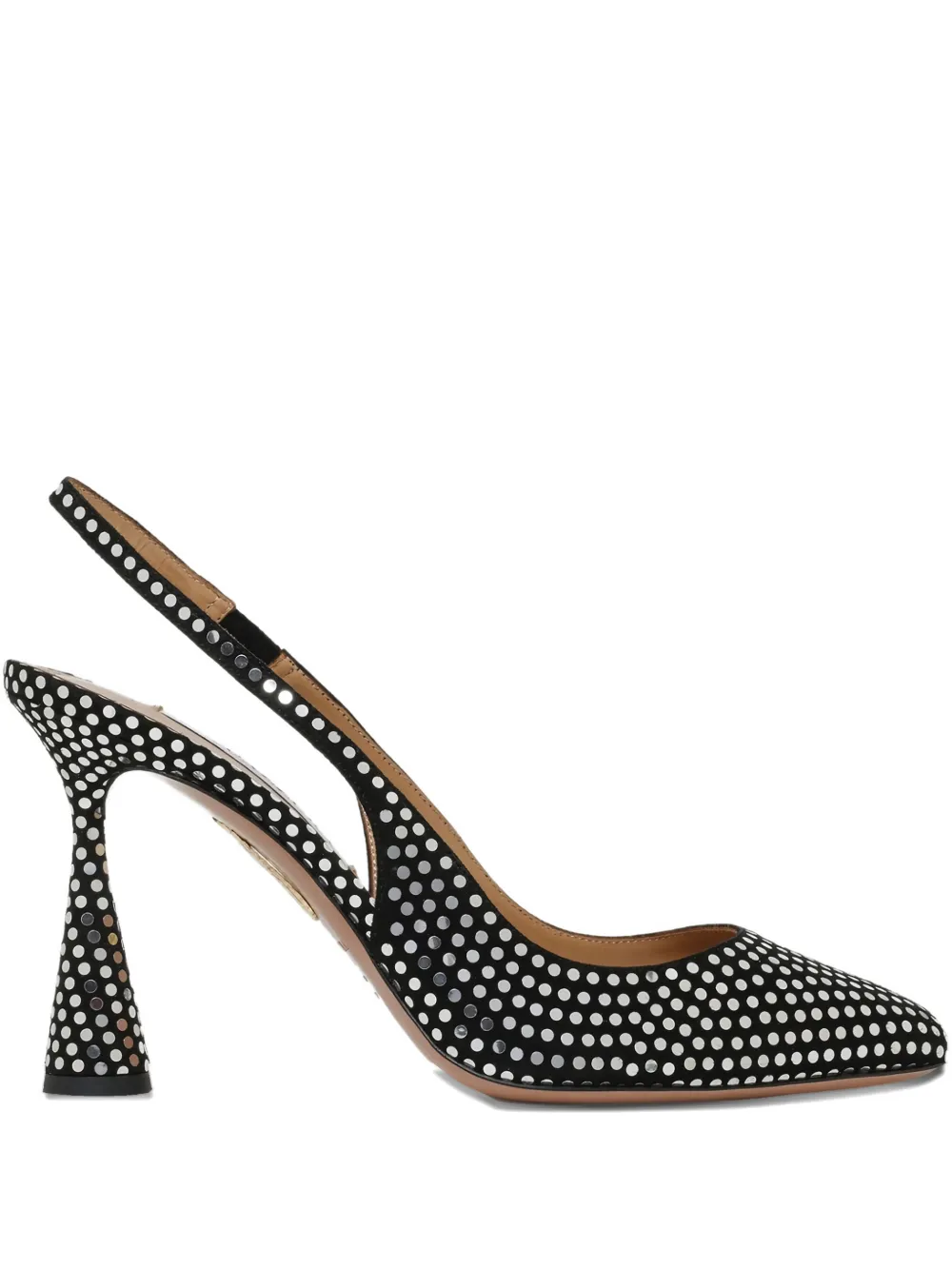 Aquazzura Studded Slingback Heels In Black