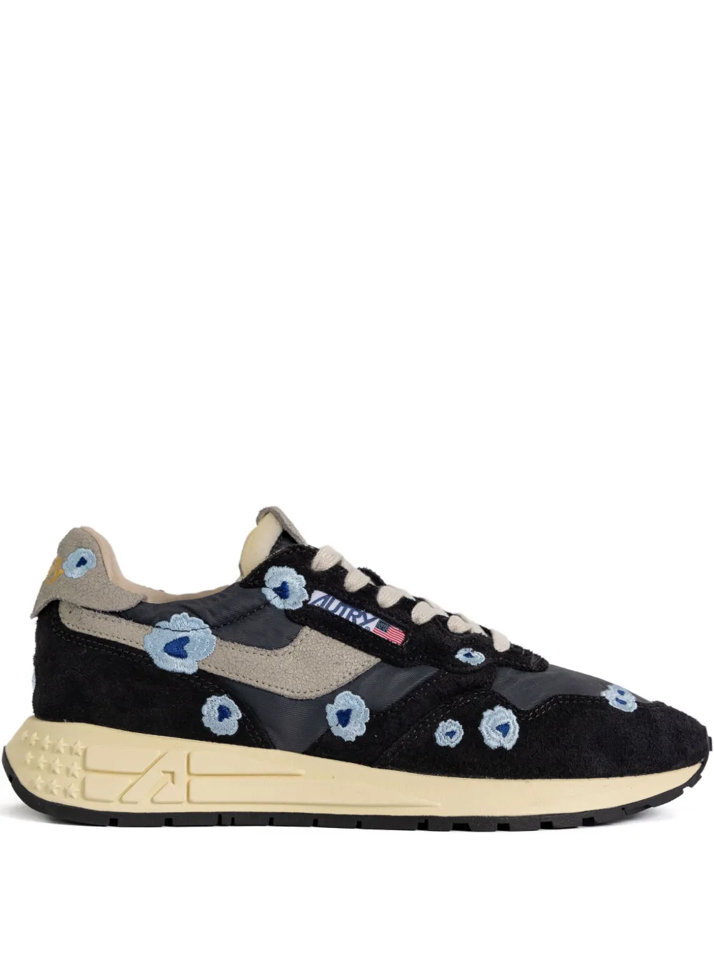 Autry floral-embroidery low-top sneakers Black