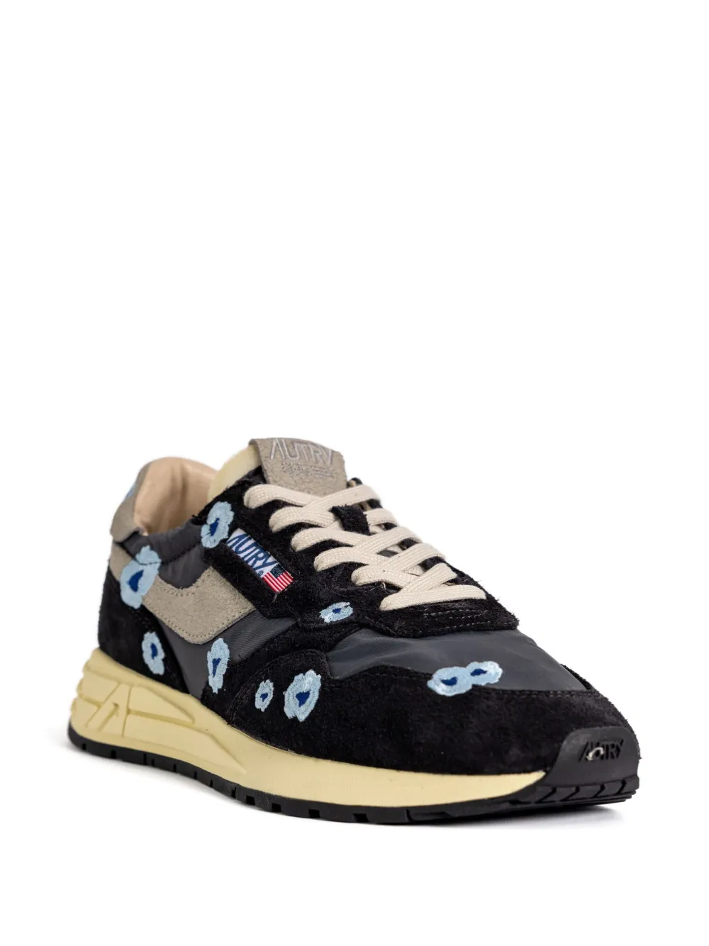 Autry floral-embroidery low-top sneakers Black