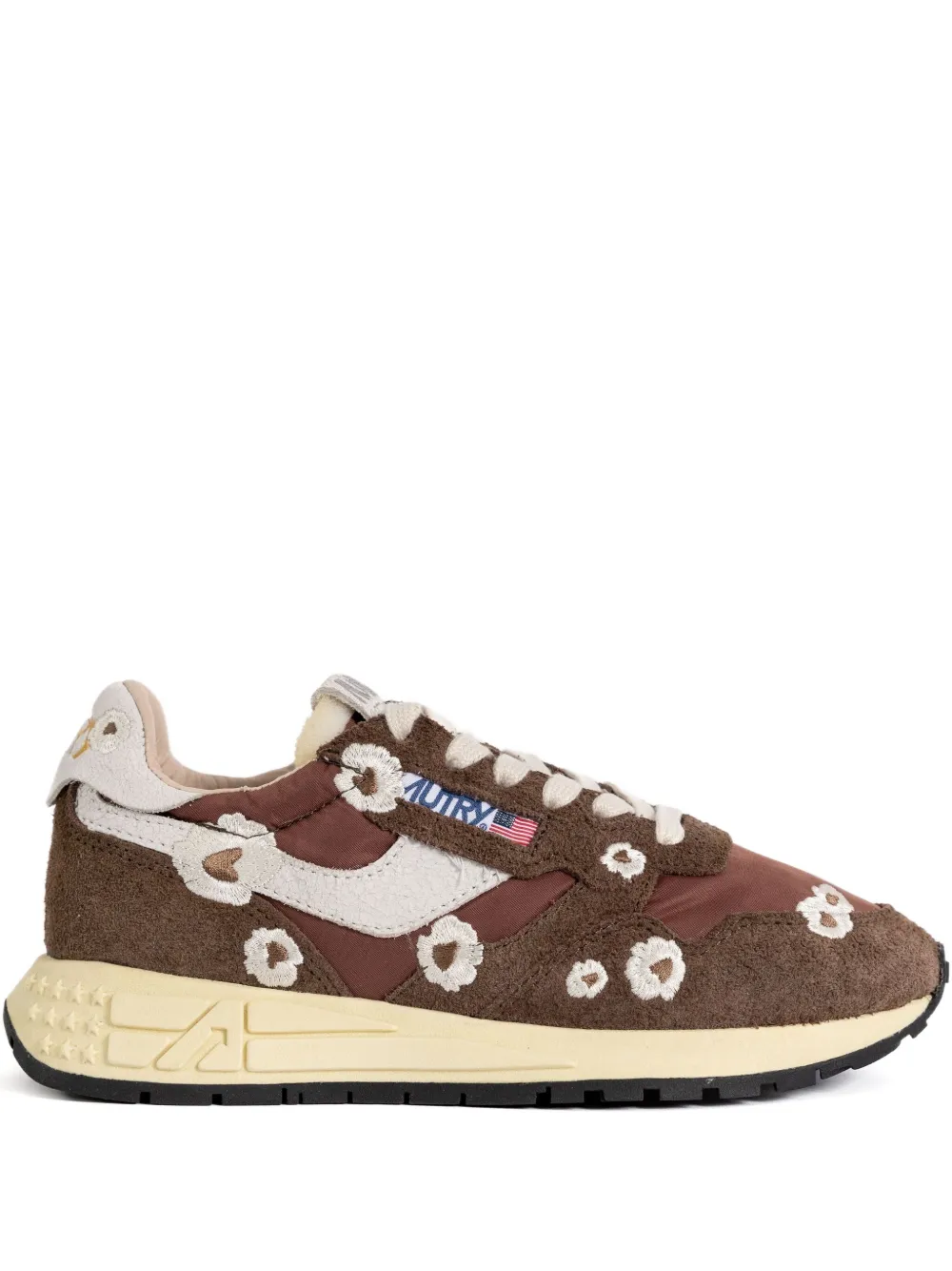 Autry Reelwind floral low-top sneakers Brown