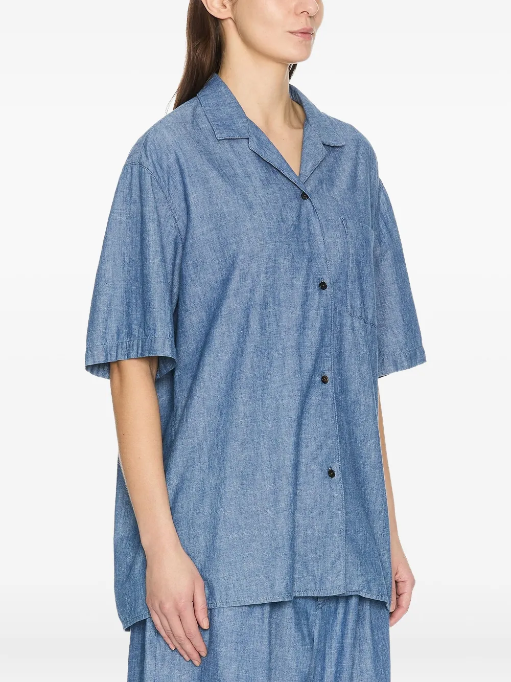 The Row Jorge Chambray Twill Camp Shirt In Blue