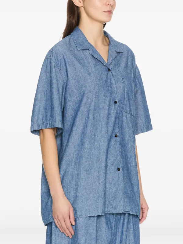 トップス THE ROW Bec Short Sleeve Button-Up Shirt The Row short-sleeve Collared Shirt | Blue | FARFETCH MY
