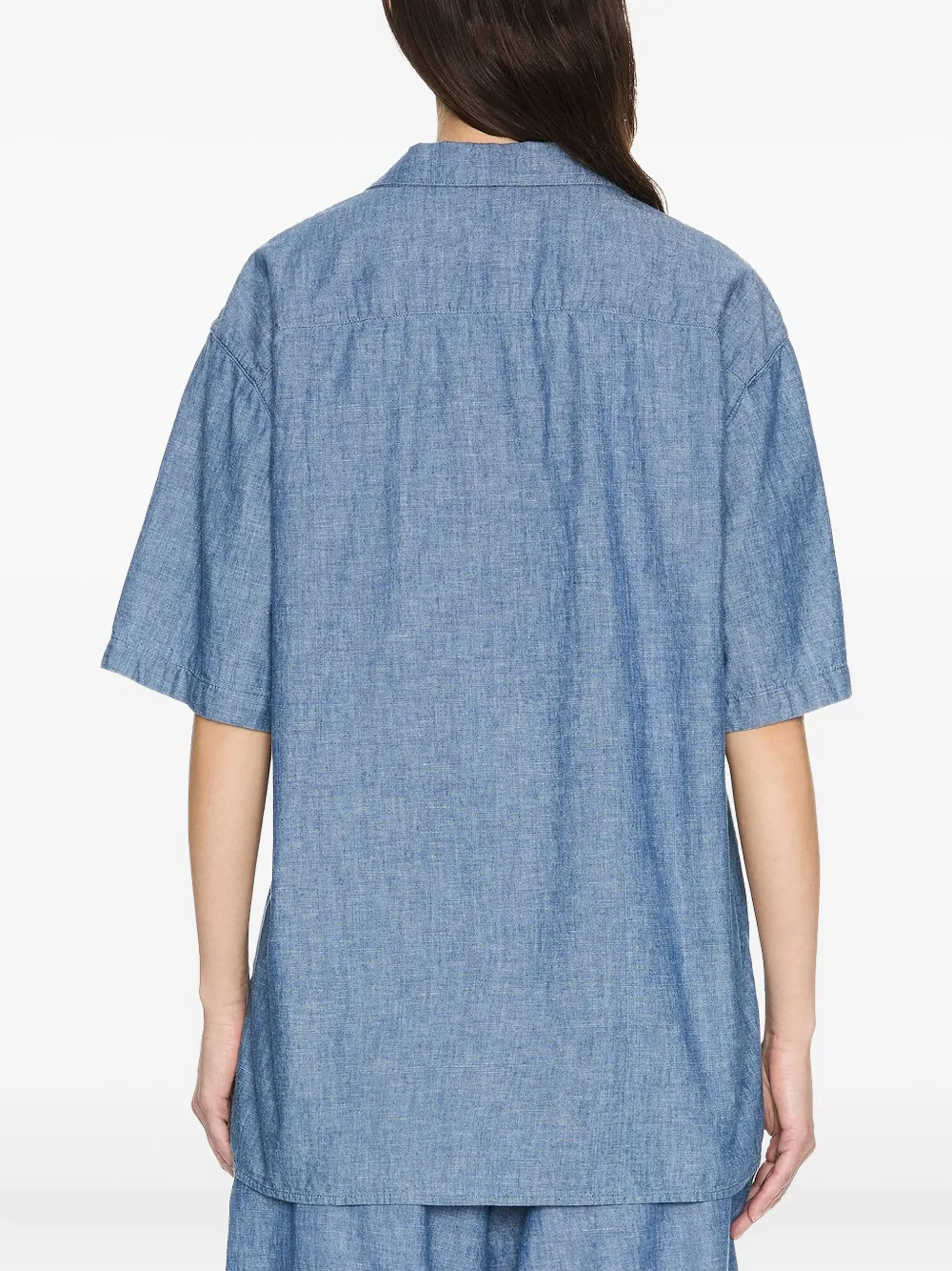 The Row Jorge Chambray Twill Camp Shirt In Blue