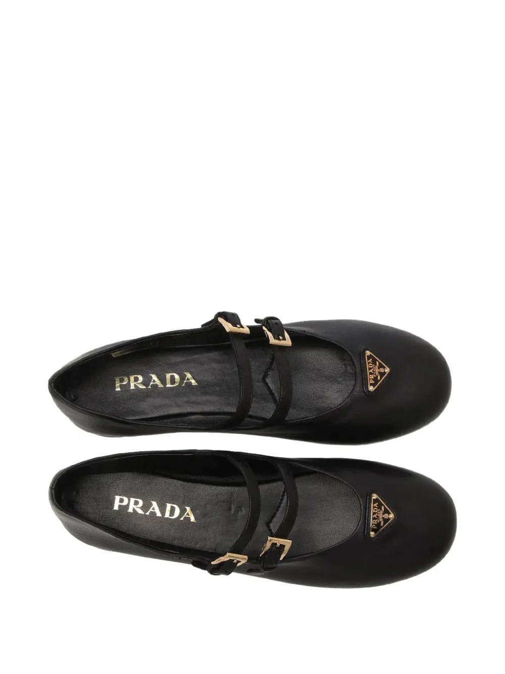 Prada strap buckle ballet flats - Zwart