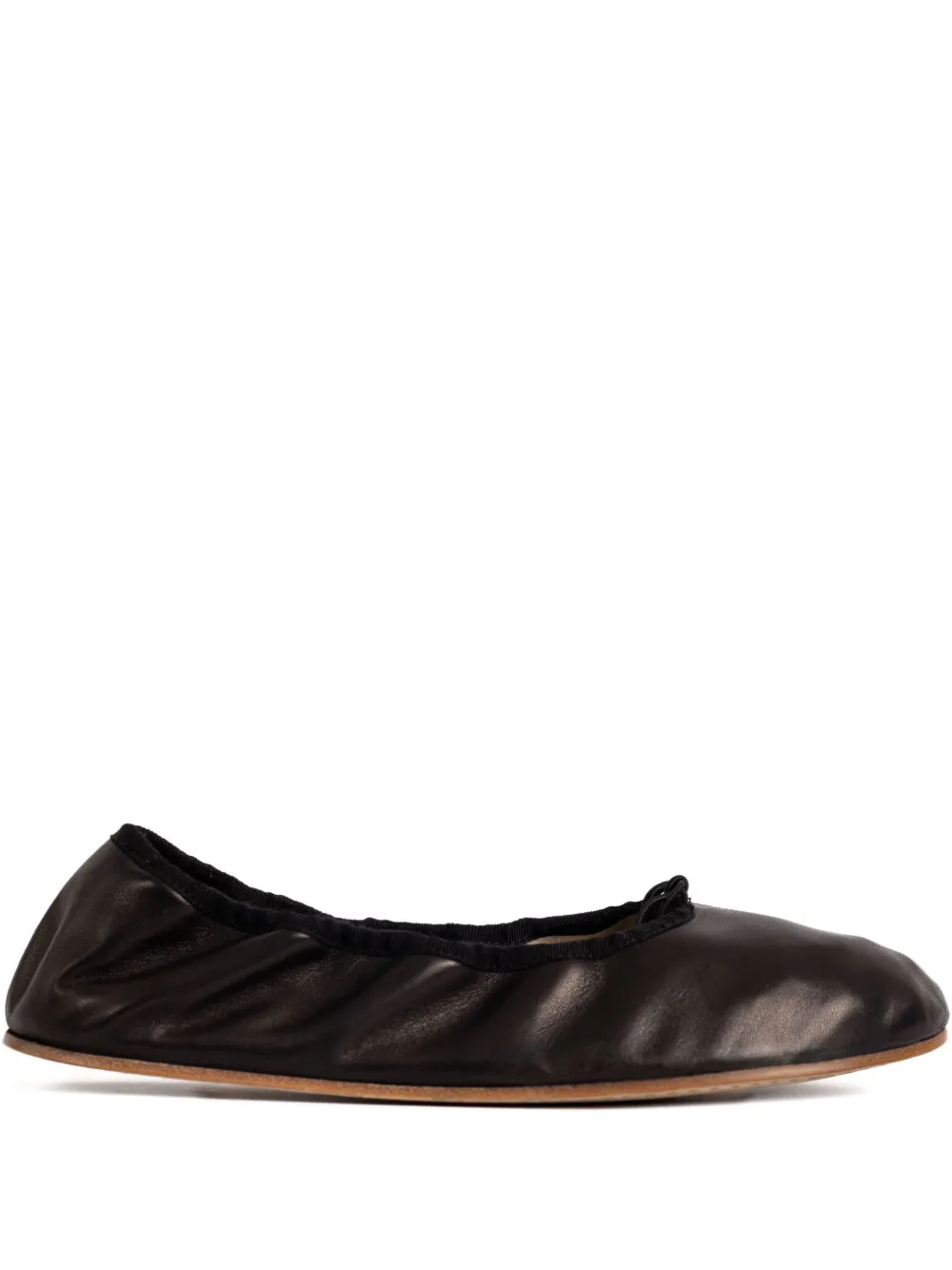 The Row Gathered Leather Ballet Flats In Black