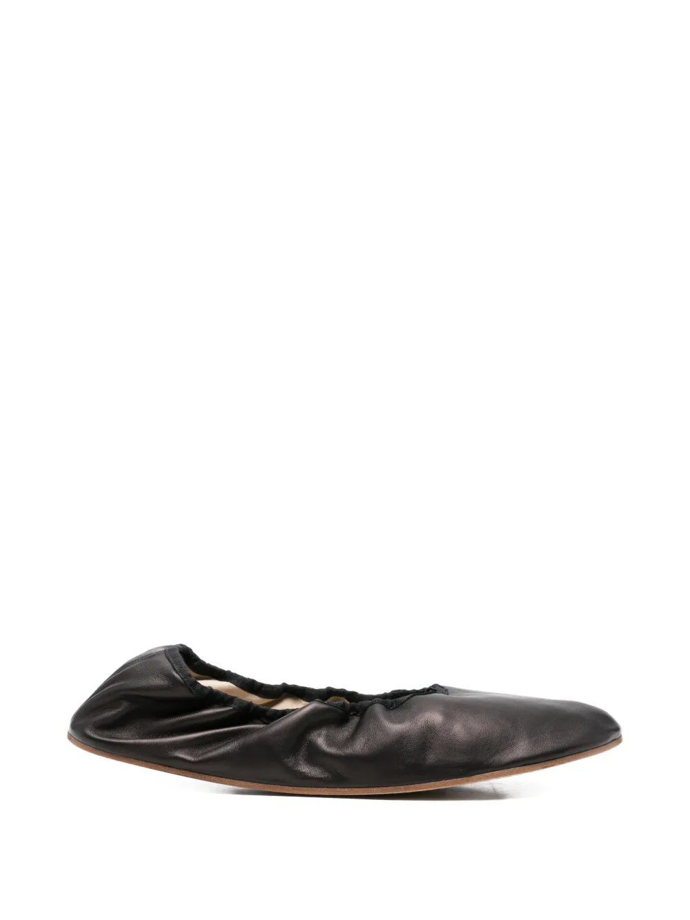The Row gathered leather ballet flats - Nero
