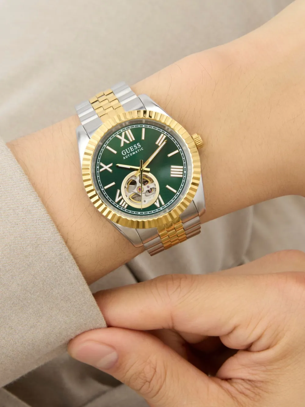 GUESS USA Roestvrij stalen horloge 44 mm - Groen