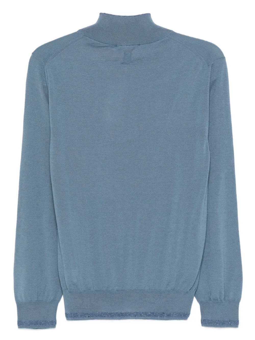 Canali Trui met hoge hals en half plakkaat - Blauw