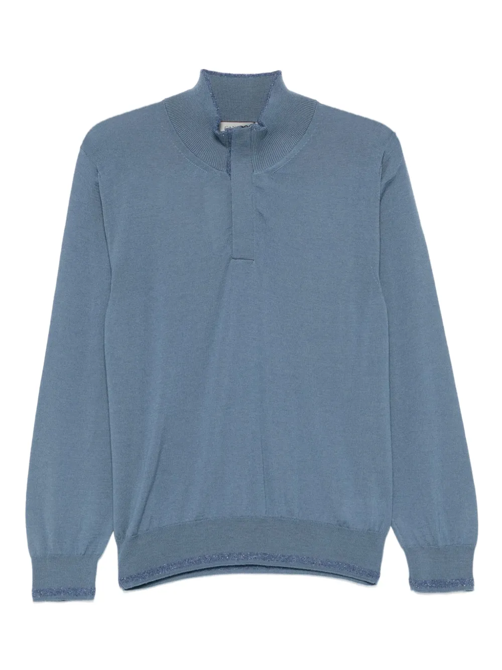 Canali Trui met hoge hals en half plakkaat Blauw