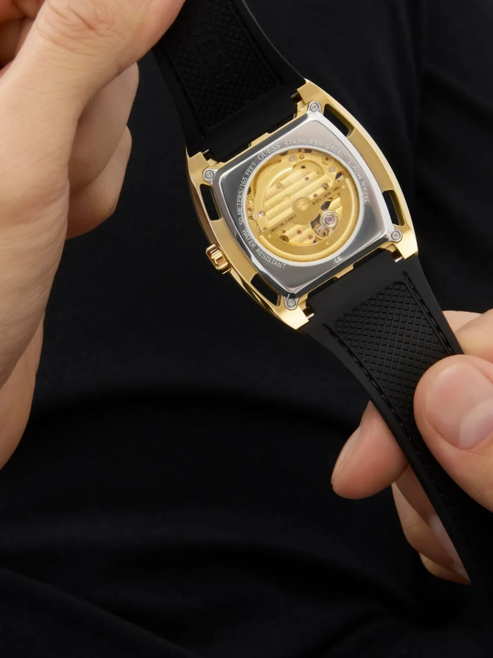GUESS USA Gold Skeleton Automatic 44 mm - Goud