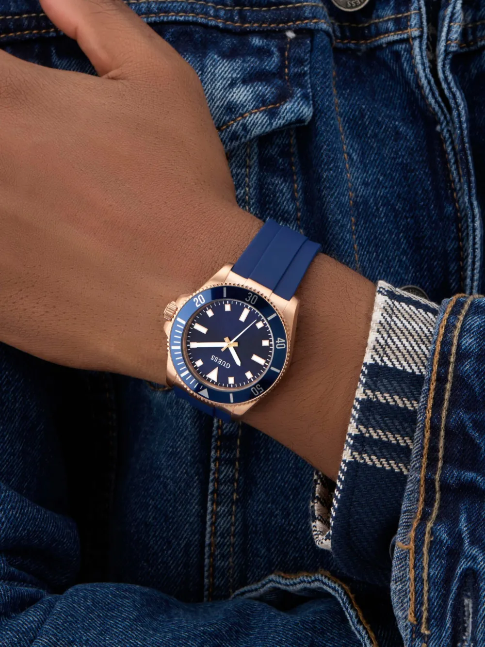 GUESS USA Gerecycled staal 41 mm - Blauw