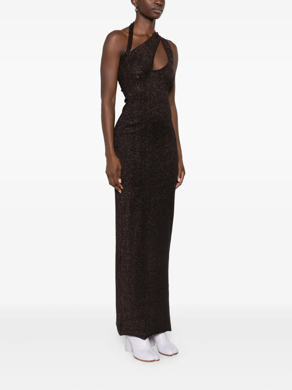 Ottolinger Geribbelde jurk met gedraaid detail Bruin