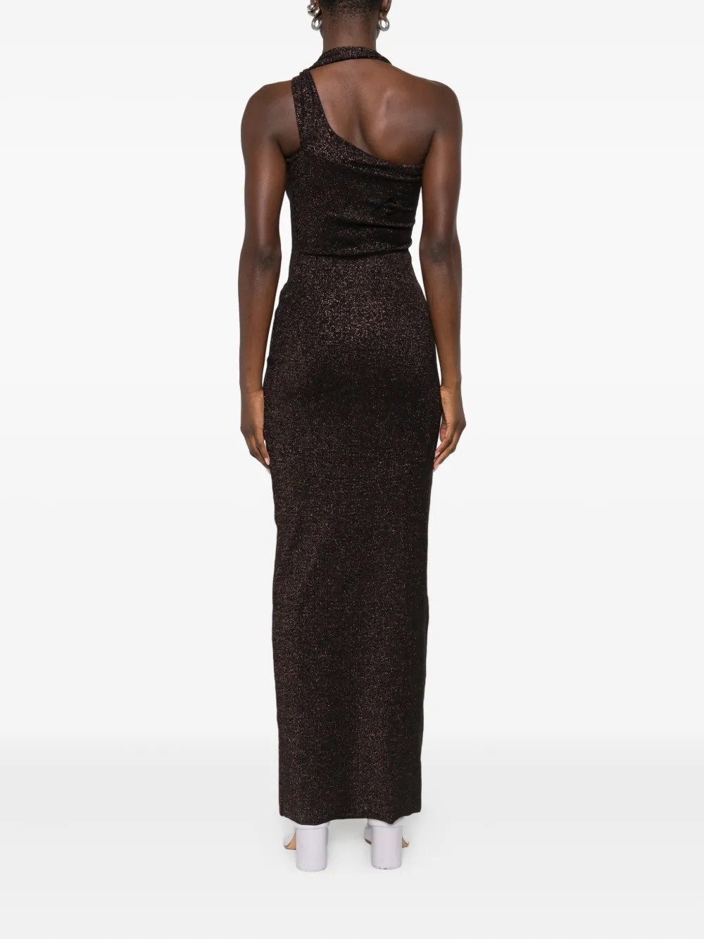 Ottolinger Geribbelde jurk met gedraaid detail Bruin