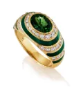 LILY GABRIELLA 18K yellow gold diamond and tsavorite ring