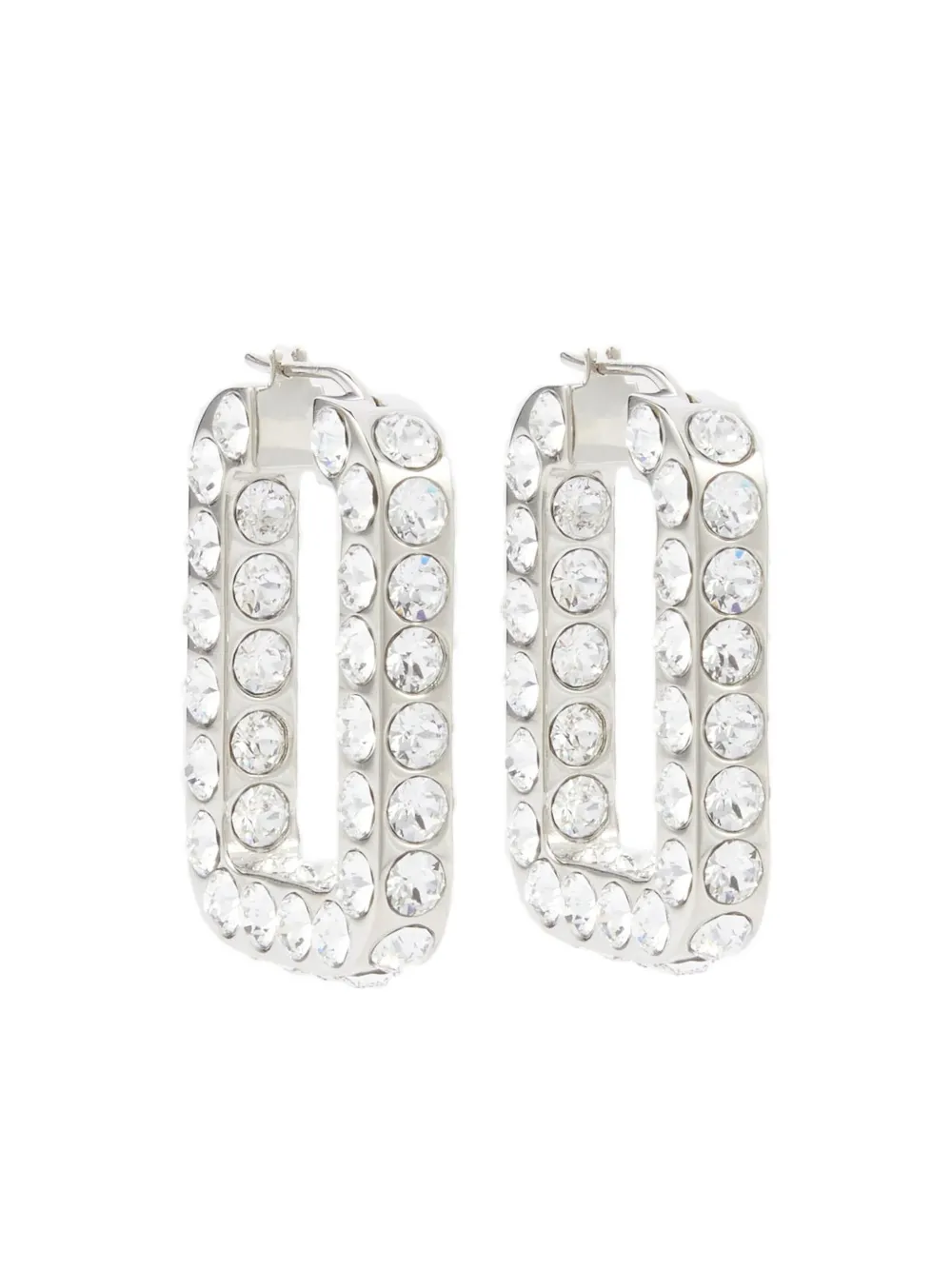 Amina Muaddi Charlotte Embellished Hoop Earrings In Metallic