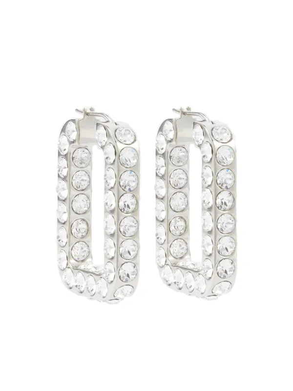Amina Muaddi Crystal-embellished Hoop Earrings in Silver