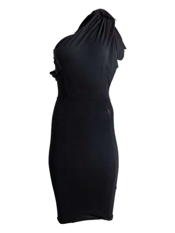 Rick Owens Draped One-shoulder Midi Dress in Black