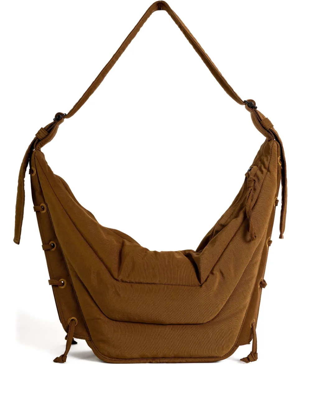 Lemaire Quilted Lace-up Shoulder Bag In Brown