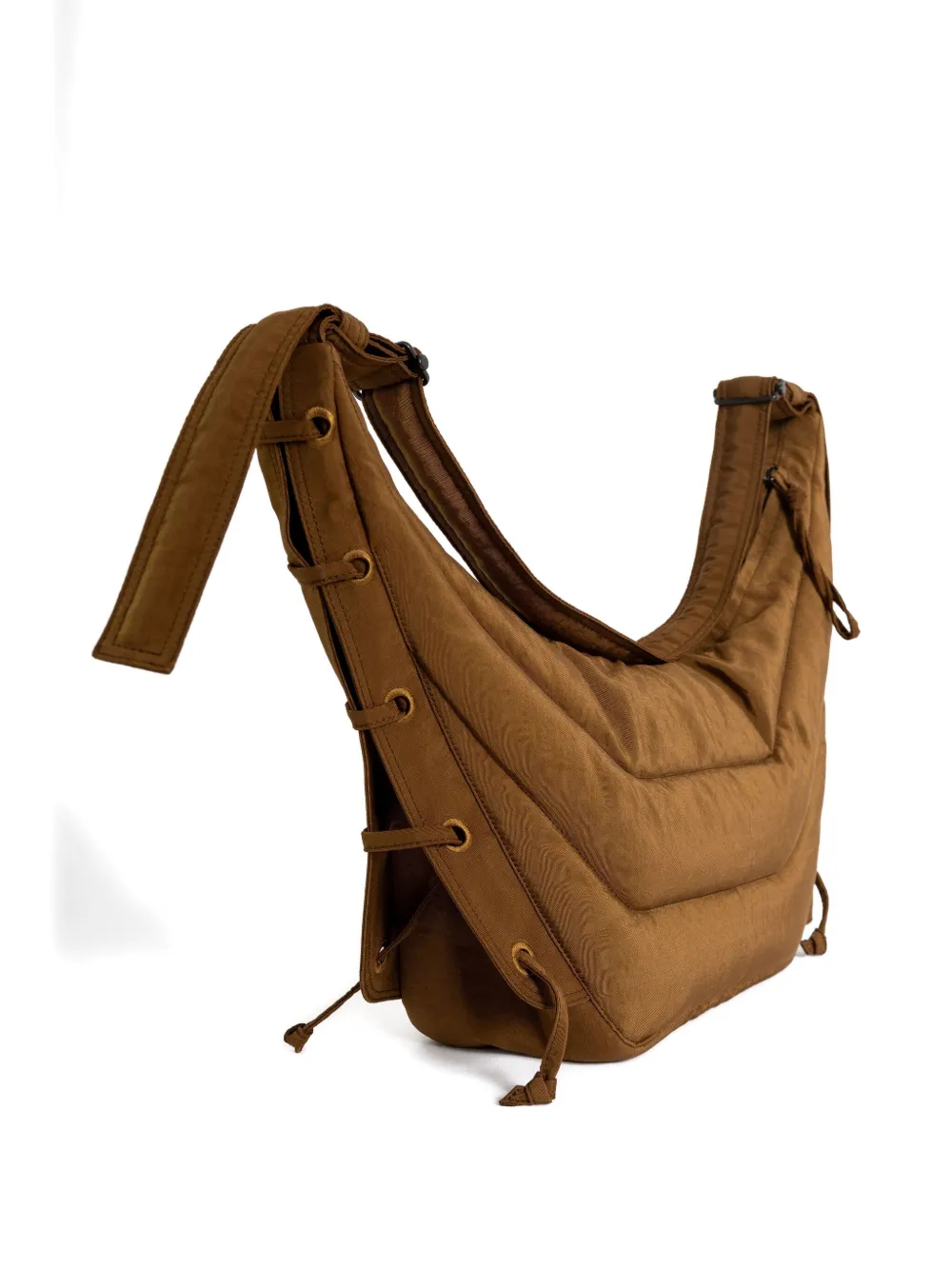Lemaire Quilted Lace-up Shoulder Bag In Brown
