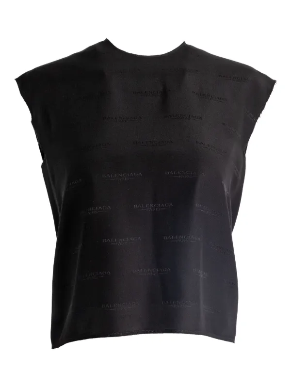 BALENCIAGA タンクトップ　ノースリーブ　ロゴ　黒　オーバーサイズ Balenciaga ノースリーブ トップ | ブラック | FARFETCH JP