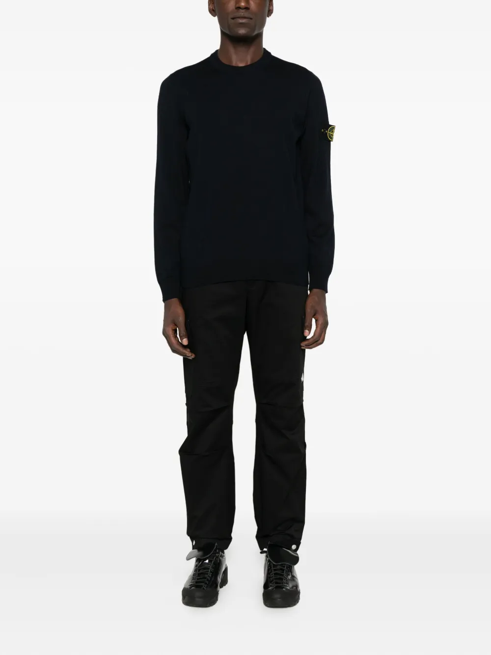 Stone Island crew-neck logo-patch sweater - V0020 BLU
