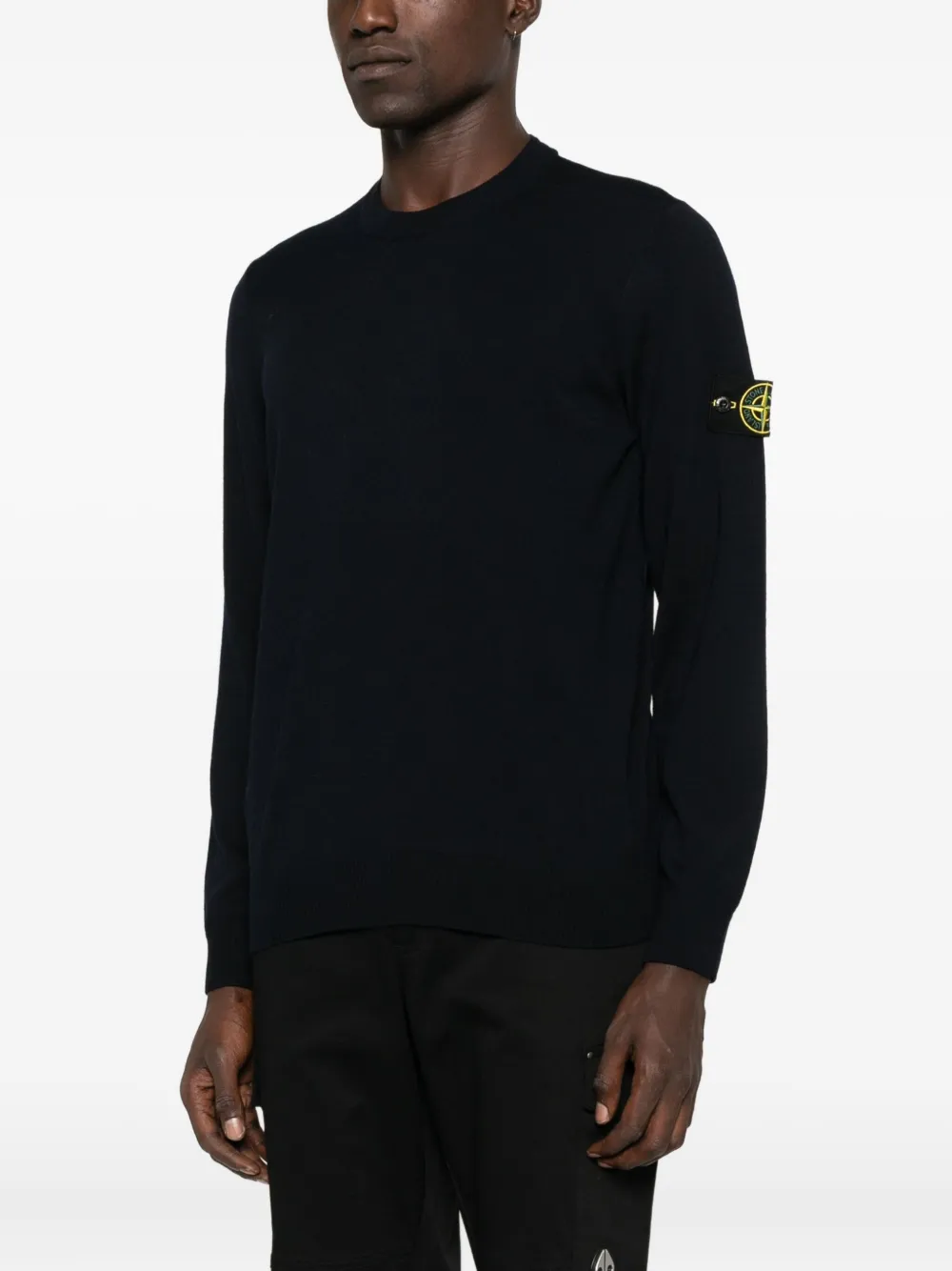 Stone Island crew-neck logo-patch sweater V0020 BLU