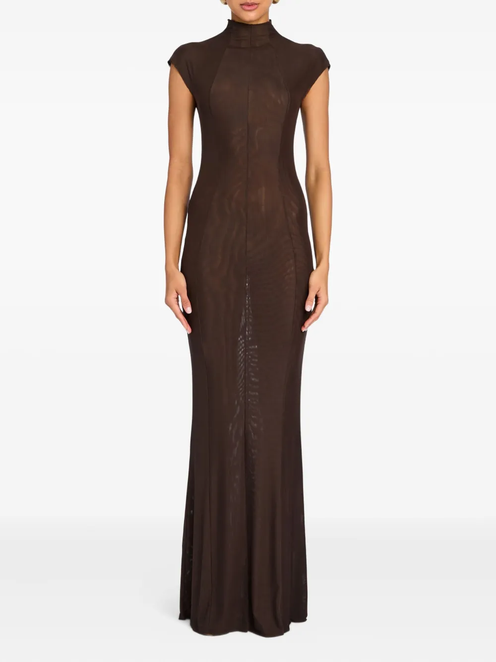 SER.O.YA Laissa maxi-jurk met mesh - Bruin