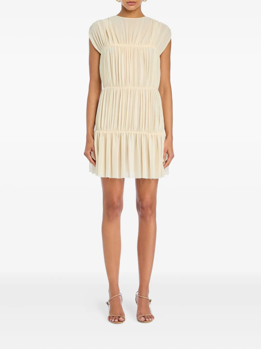 SER.O.YA Thalia gathered mini dress | Neutrals | Image 1