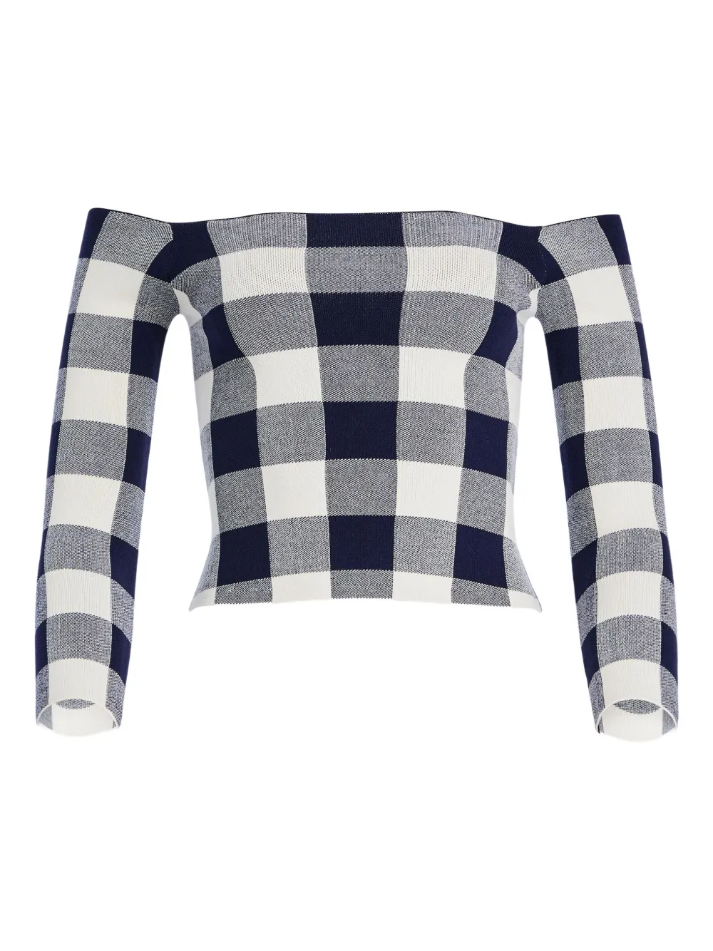 Ser.o.ya Off-the-shoulder Gingham Pullover Sweater In Black