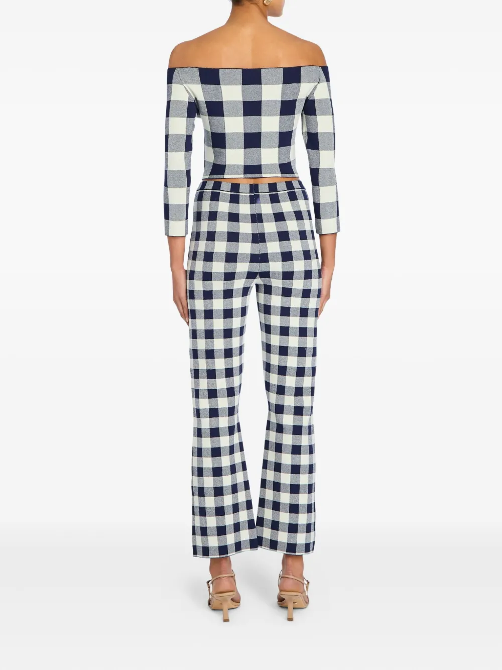 Ser.o.ya Off-the-shoulder Gingham Pullover Sweater In Black