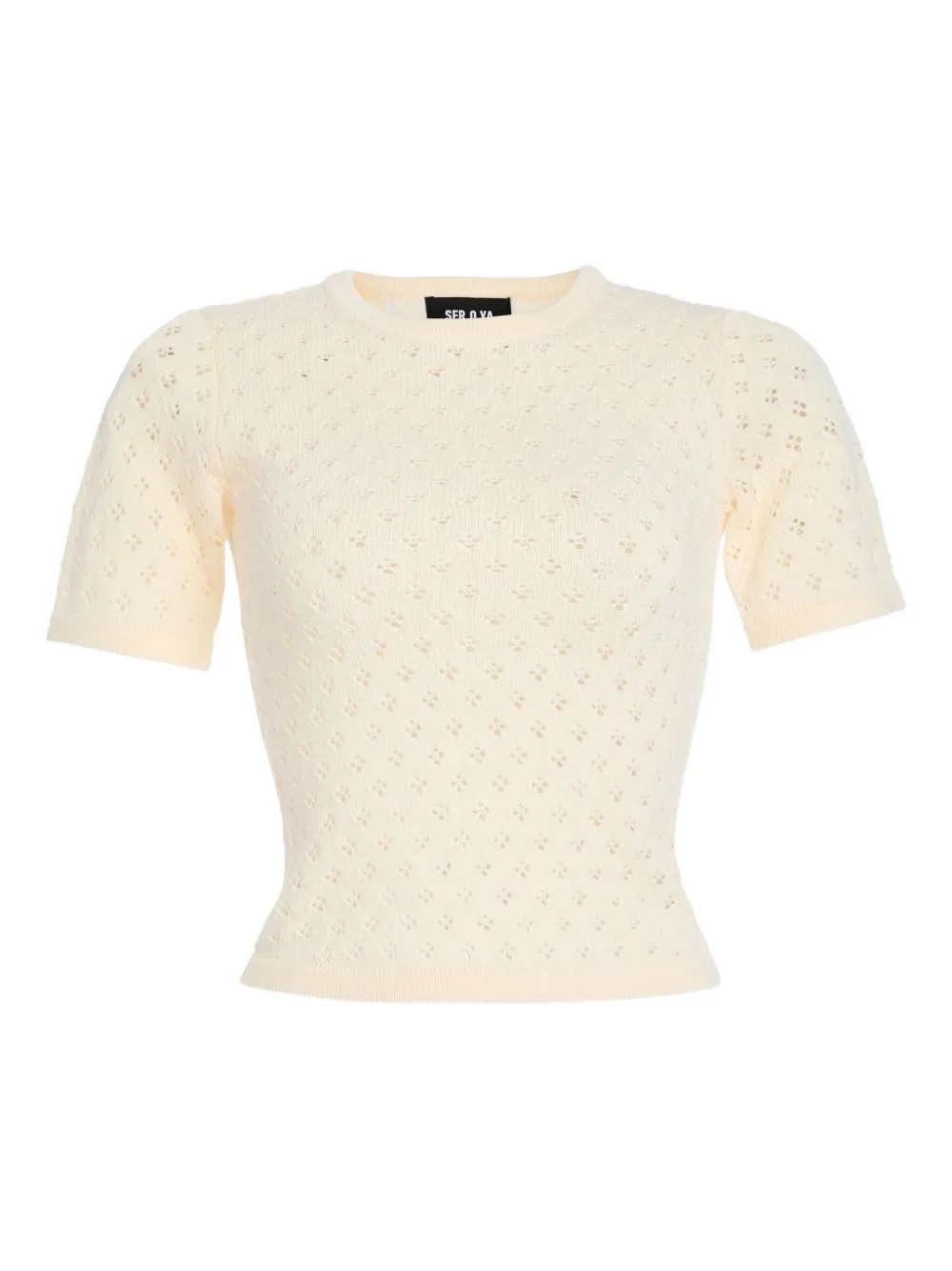 Ser.o.ya Josie Pointelle-knit Top In Neutral