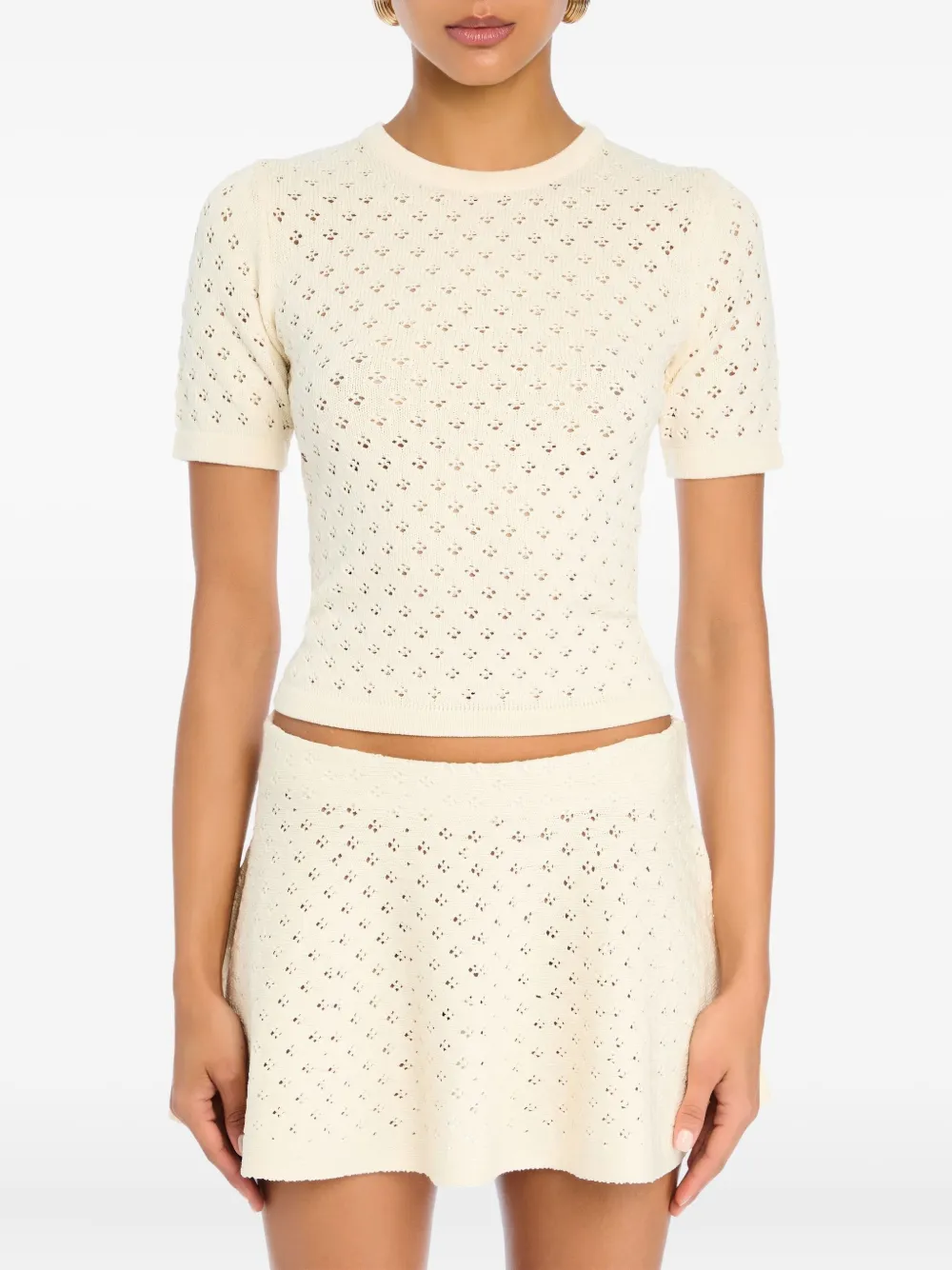 Ser.o.ya Josie Pointelle-knit Top In Neutral