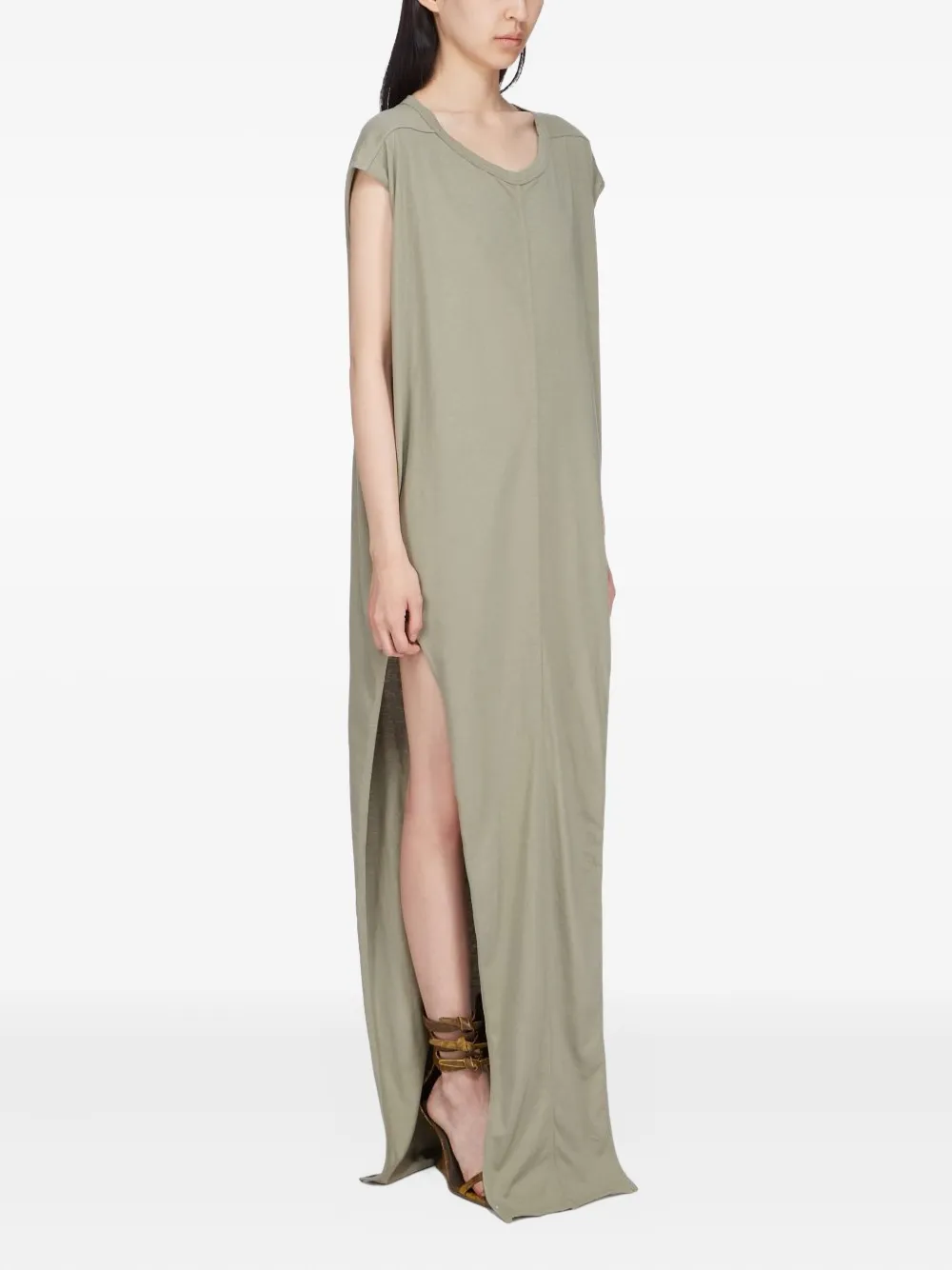 Rick Owens Side-split Sleeveless Maxi Dress In Green