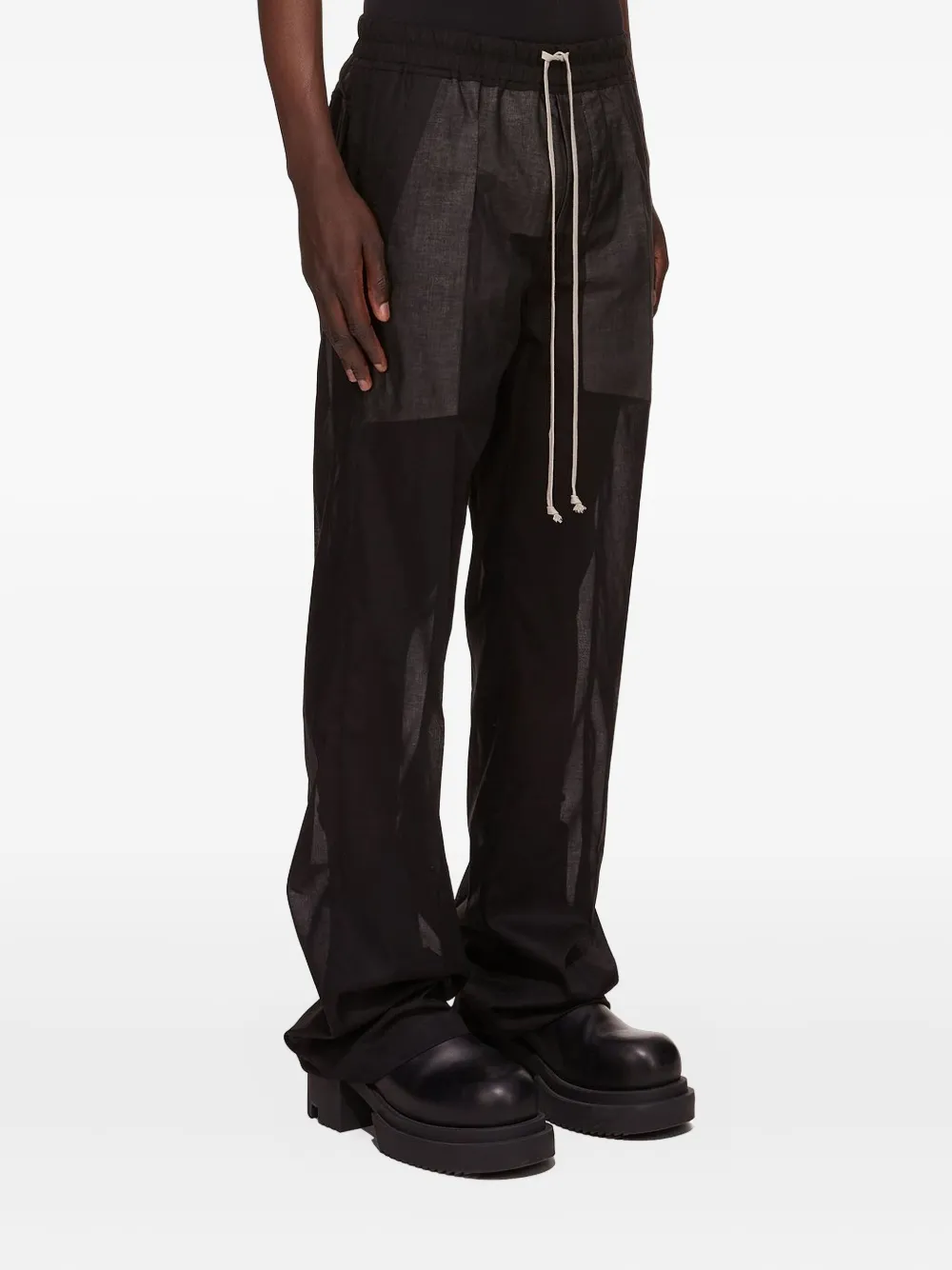 Rick Owens Black Hollywood Drawstring Long Trousers In Black