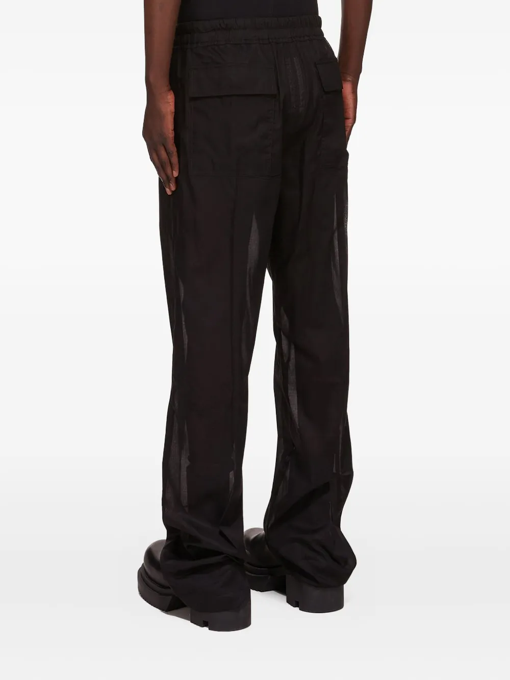 Rick Owens Black Hollywood Drawstring Long Trousers In Black