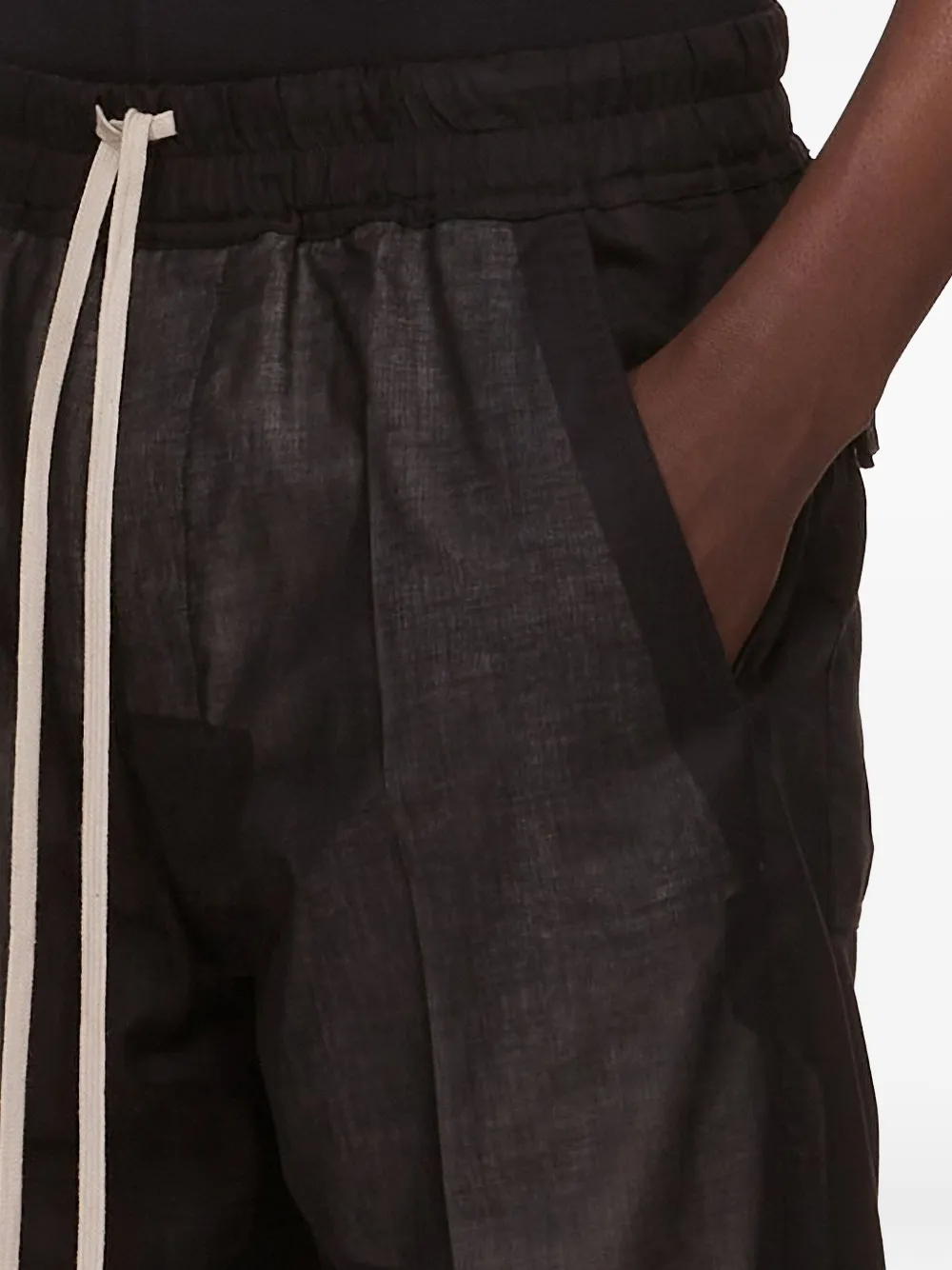Rick Owens Black Hollywood Drawstring Long Trousers In Black