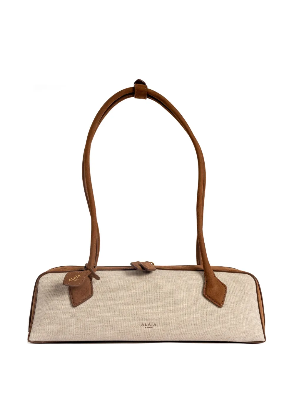 Alaïa Le Teckel suede-trimmed canvas-nubuck shoulder bag | Brown | Image 1