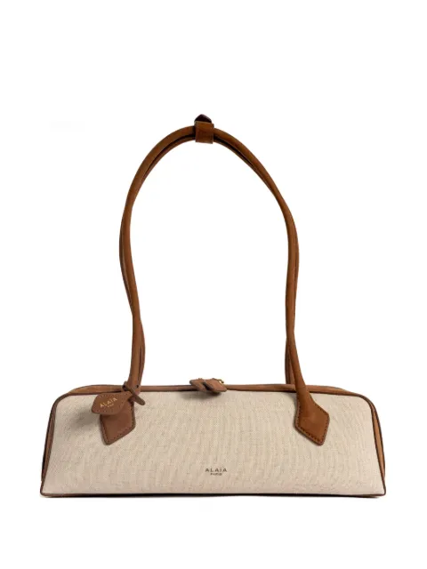 Alaïa Le Teckel suede-trimmed canvas-nubuck shoulder bag