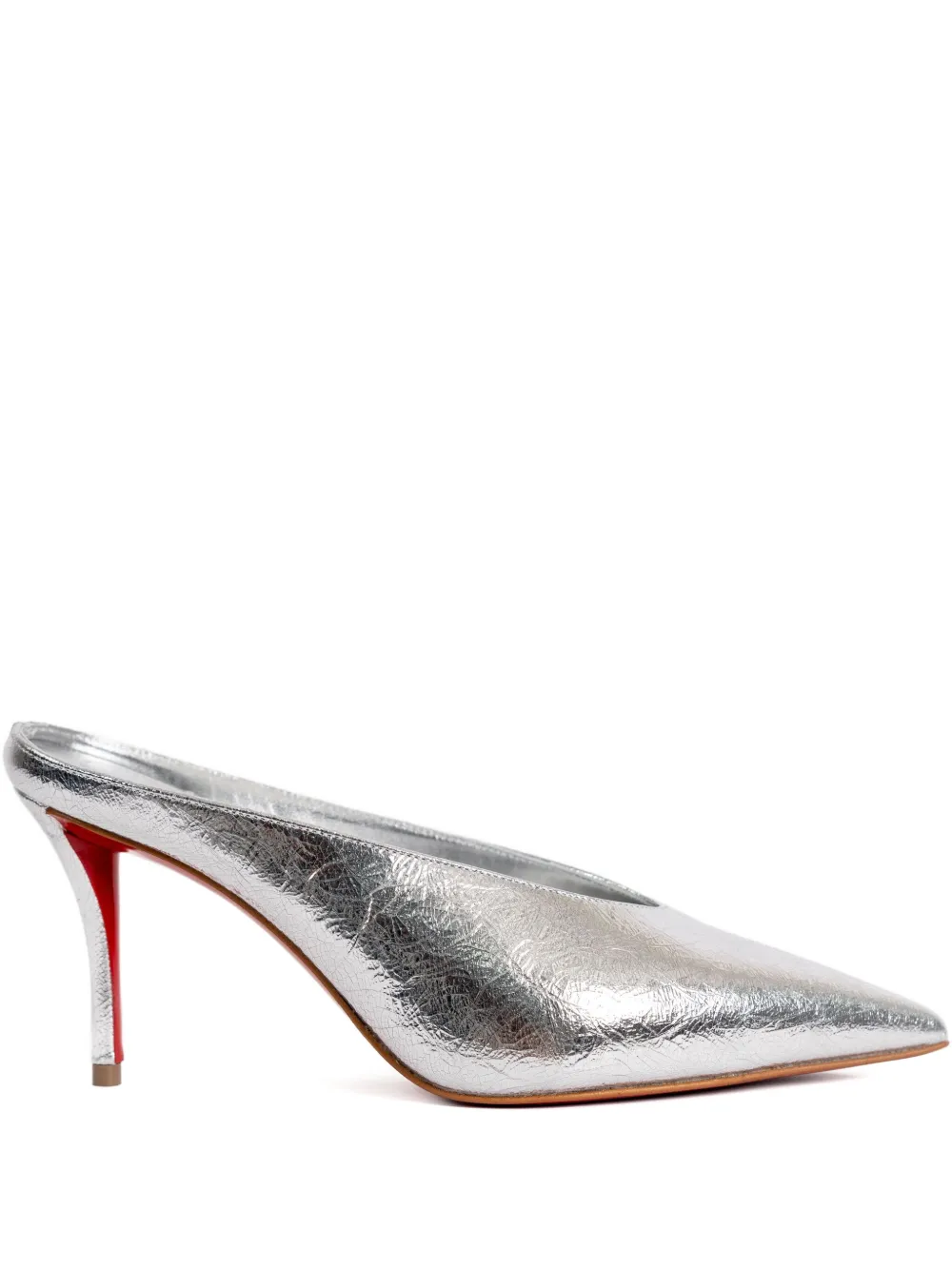 Christian Louboutin 80mm Miss Z Slimimule metallic-leather mules | Grey | Image 1