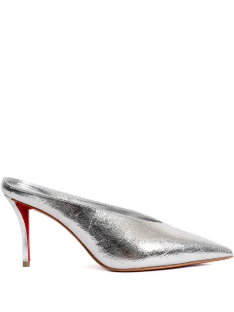 Christian Louboutin 80mm Miss Z Slimimule metallic-leather mules