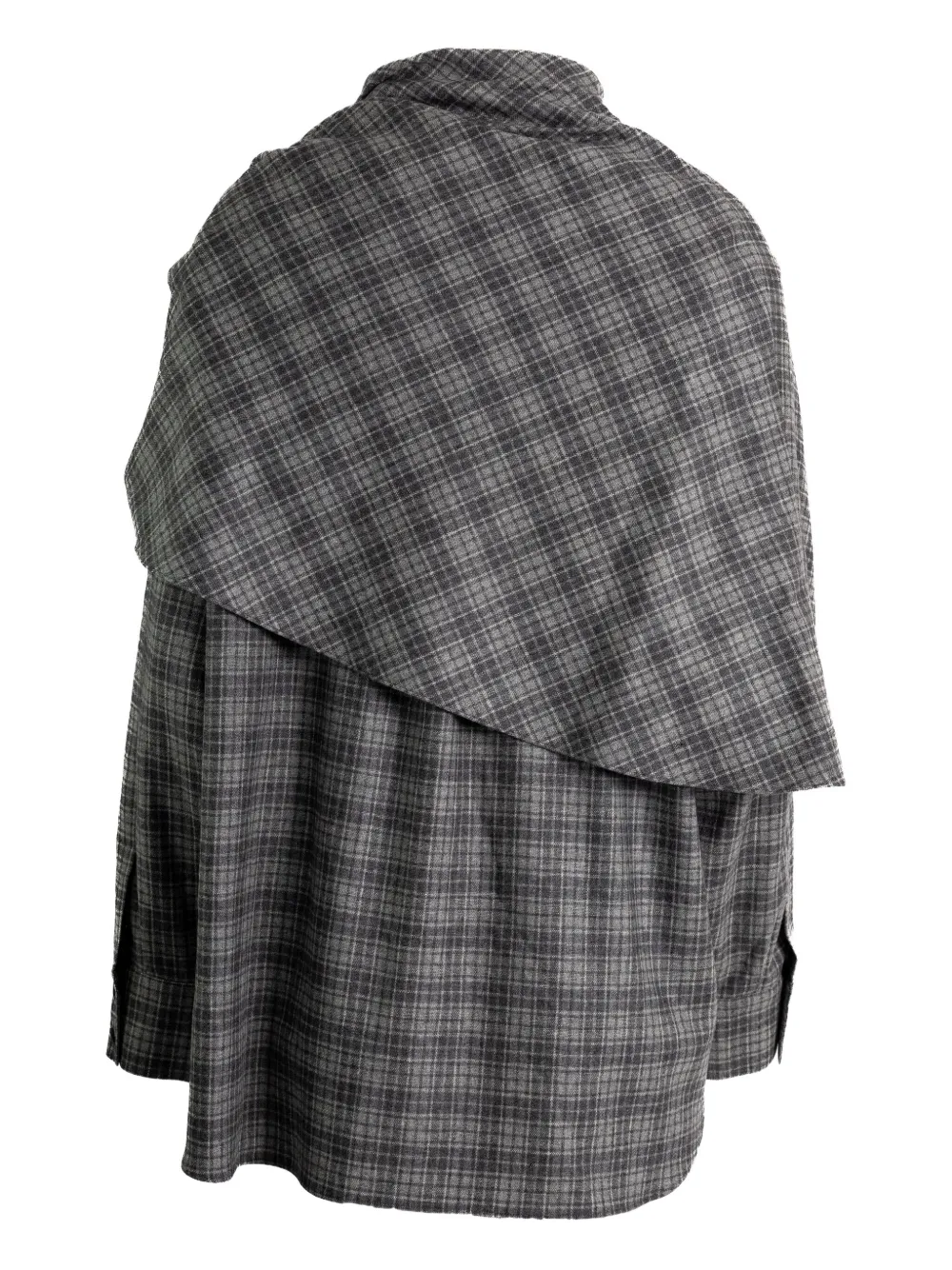 Magda Butrym draped-collar check shirt Grijs